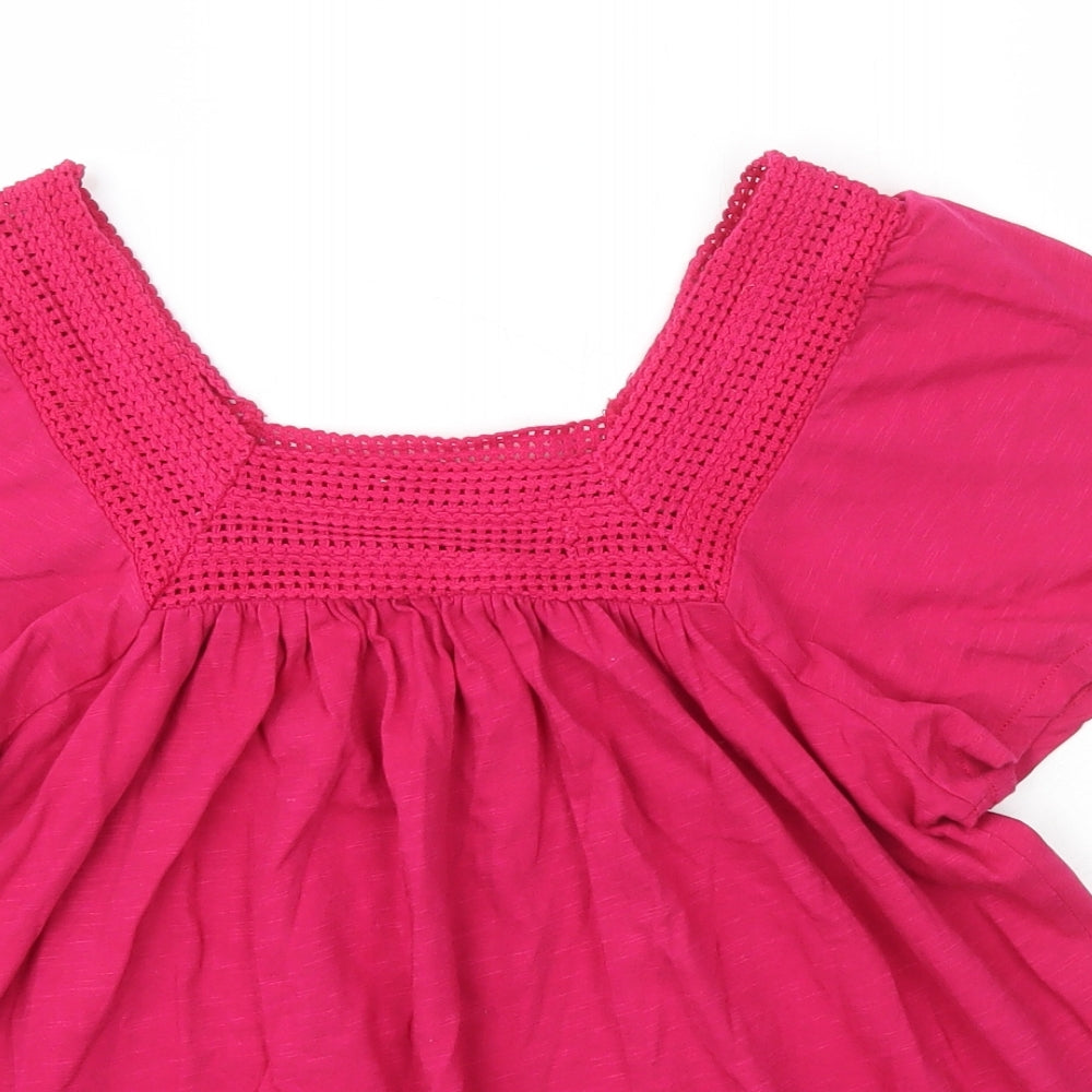 Peacocks Womens Pink  Cotton Basic T-Shirt Size 12 Square Neck