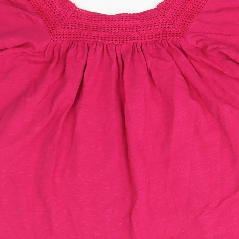 Peacocks Womens Pink  Cotton Basic T-Shirt Size 12 Square Neck