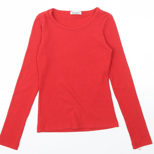 Fanyland Womens Red Scoop Neck  Polyester Pullover Jumper Size S