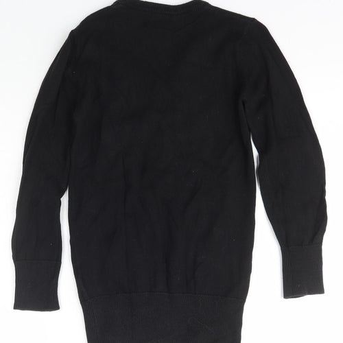 Indigo Girls Black V-Neck  Cotton Cardigan Jumper Size 9-10 Years  Button - Marks and Spencer