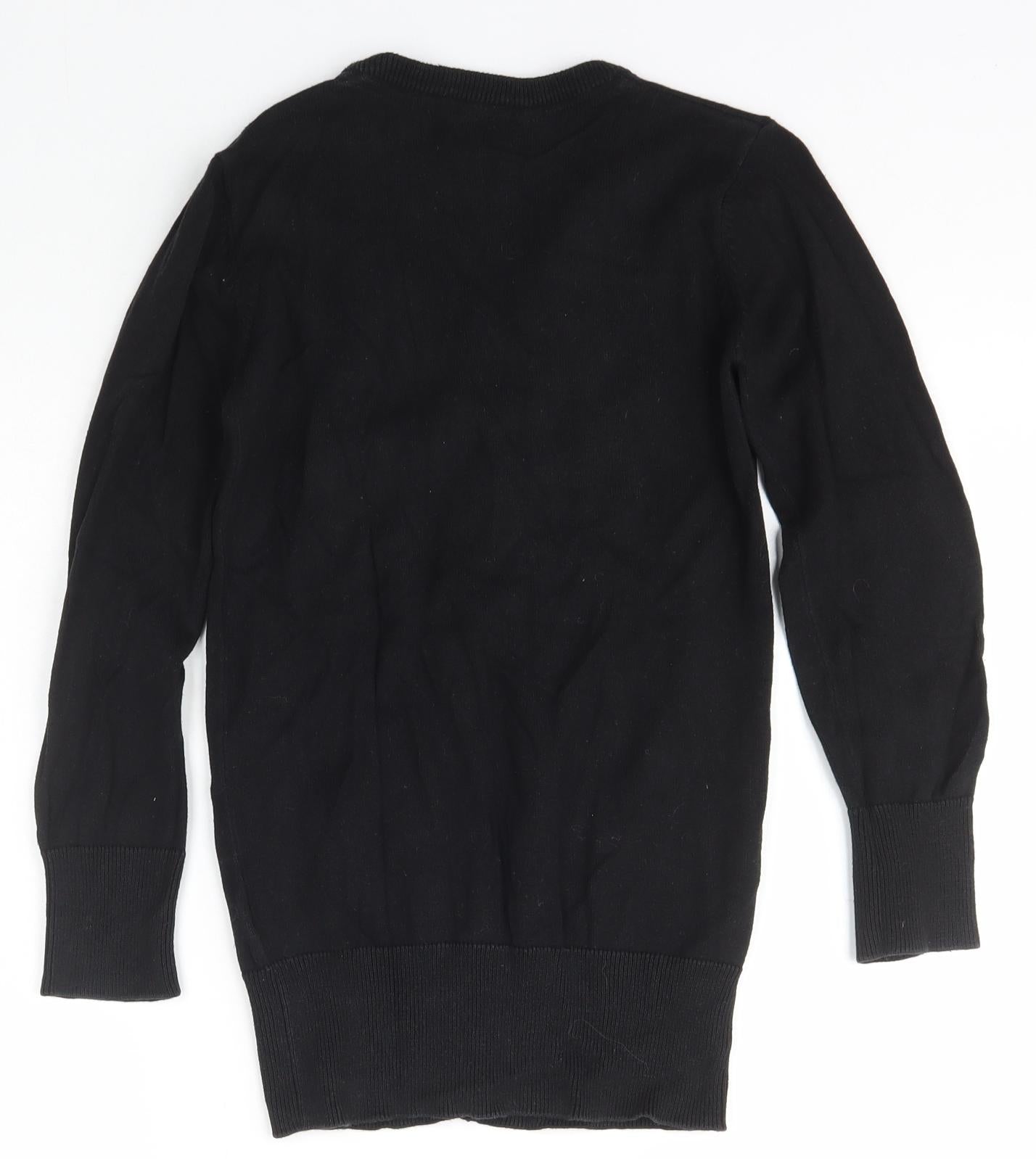 Indigo Girls Black V-Neck  Cotton Cardigan Jumper Size 9-10 Years  Button - Marks and Spencer