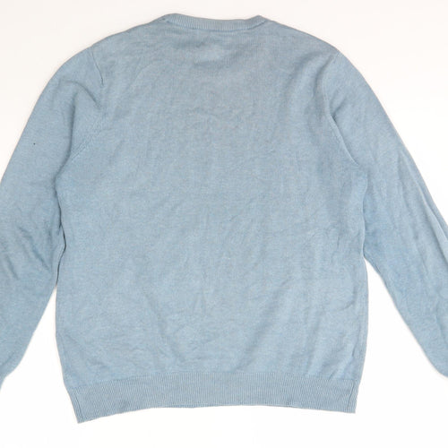 Marks and Spencer Mens Blue Crew Neck  Cotton Pullover Jumper Size S