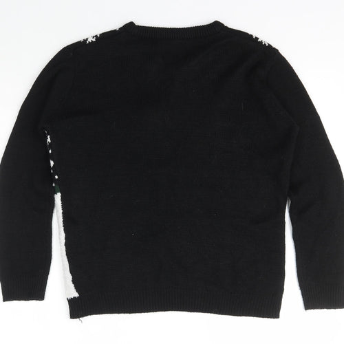 Atmosphere Womens Black Scoop Neck  Acrylic Pullover Jumper Size 10   - Christmas