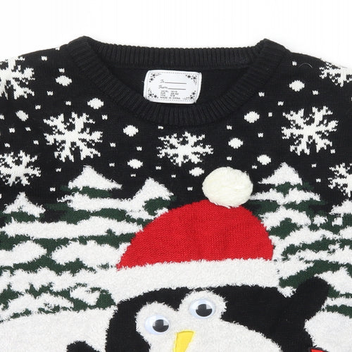 Atmosphere Womens Black Scoop Neck  Acrylic Pullover Jumper Size 10   - Christmas