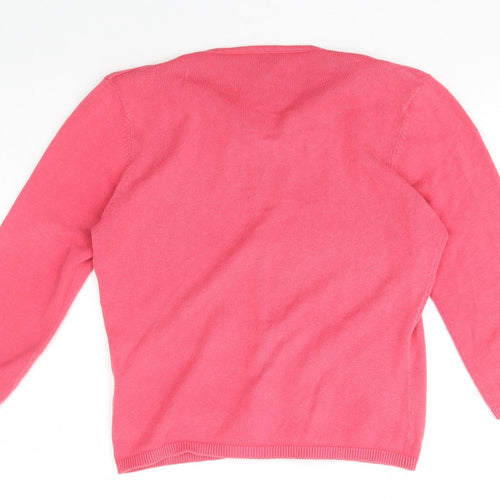BAY Womens Pink Crew Neck  Cotton Cardigan Jumper Size 10   - hook and eye