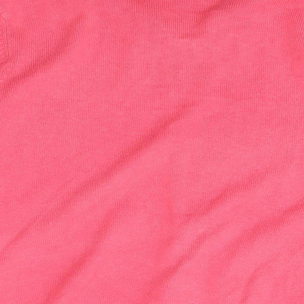 BAY Womens Pink Crew Neck  Cotton Cardigan Jumper Size 10   - hook and eye