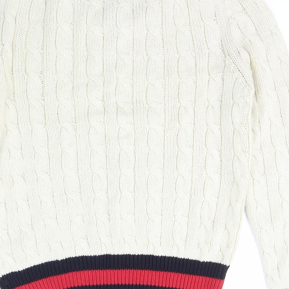 Blue Harbour Mens Ivory V-Neck  Cotton Pullover Jumper Size M