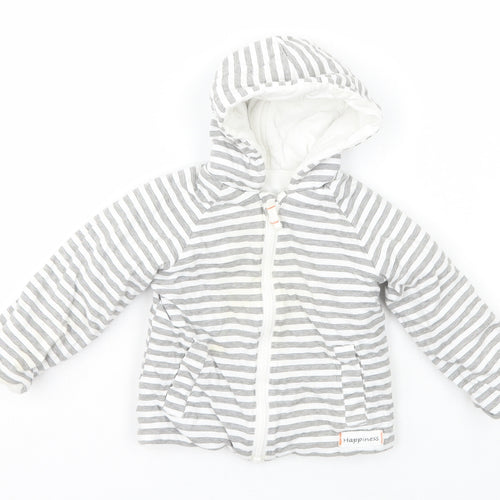 Nutmeg Baby Grey Striped  Jacket Coat Size 9-12 Months   Zip