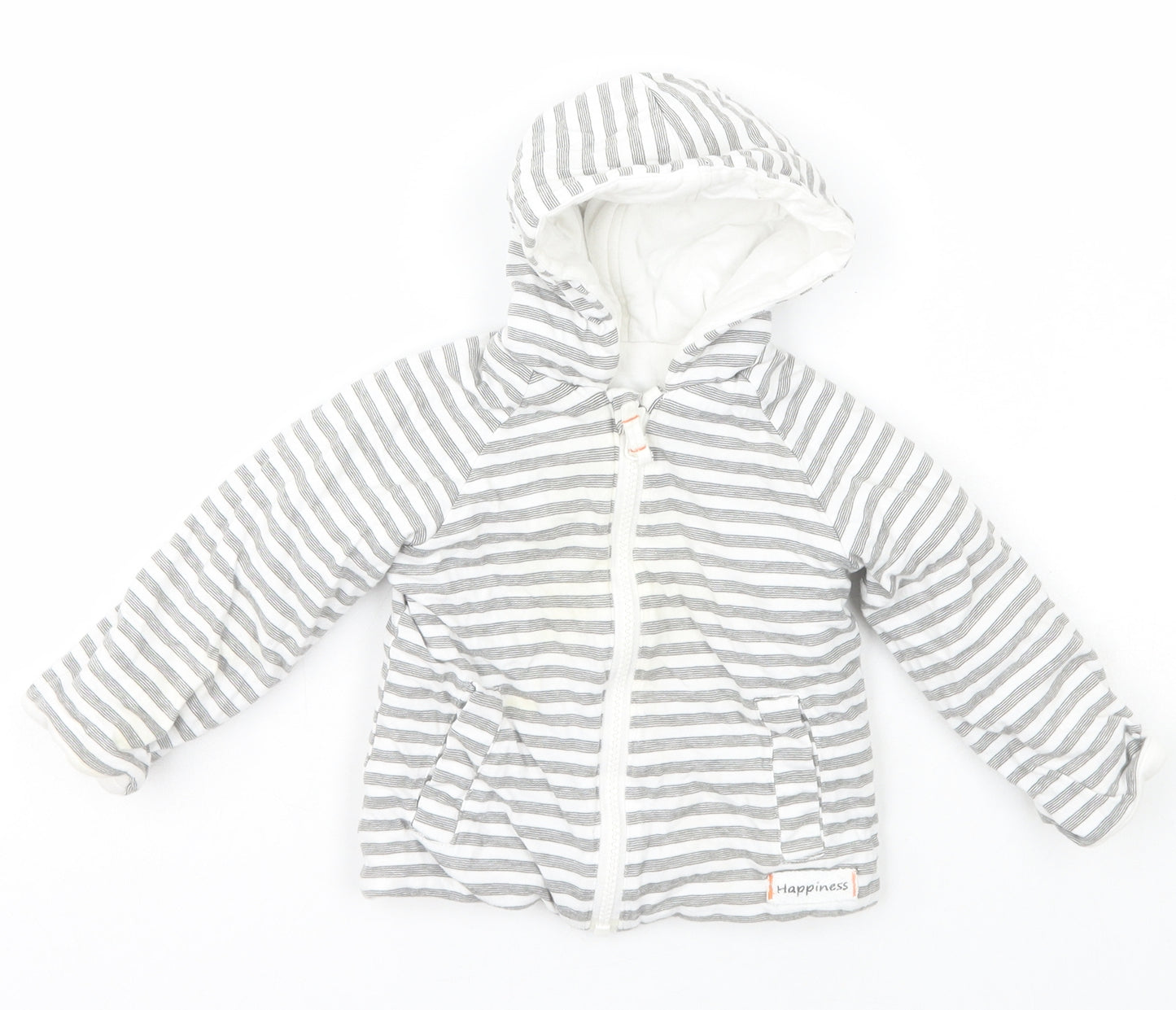 Nutmeg Baby Grey Striped  Jacket Coat Size 9-12 Months   Zip