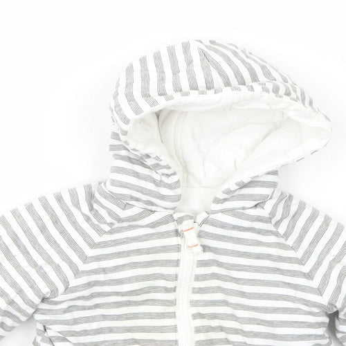 Nutmeg Baby Grey Striped  Jacket Coat Size 9-12 Months   Zip
