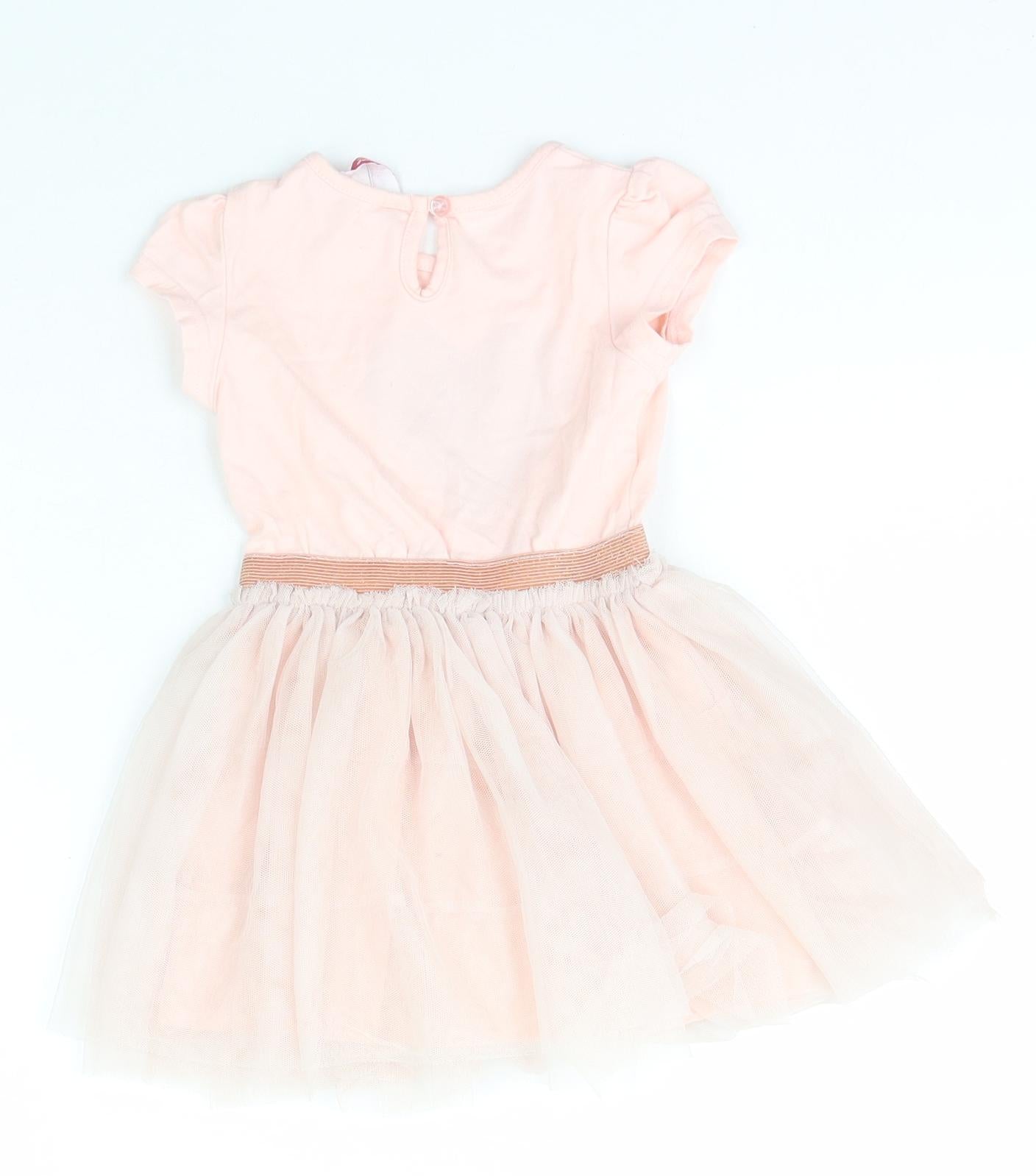 Young Dimension Girls Pink  Cotton A-Line  Size 2 Years  Crew Neck Pullover - Tutu
