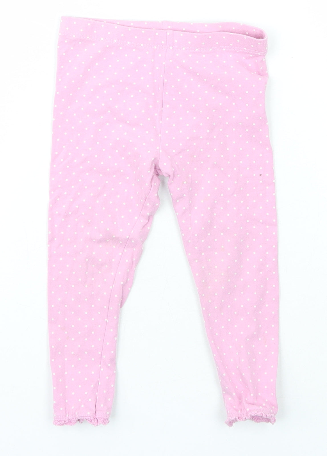 Mothercare Girls Pink Polka Dot Cotton Jogger Trousers Size 18-24 Months
