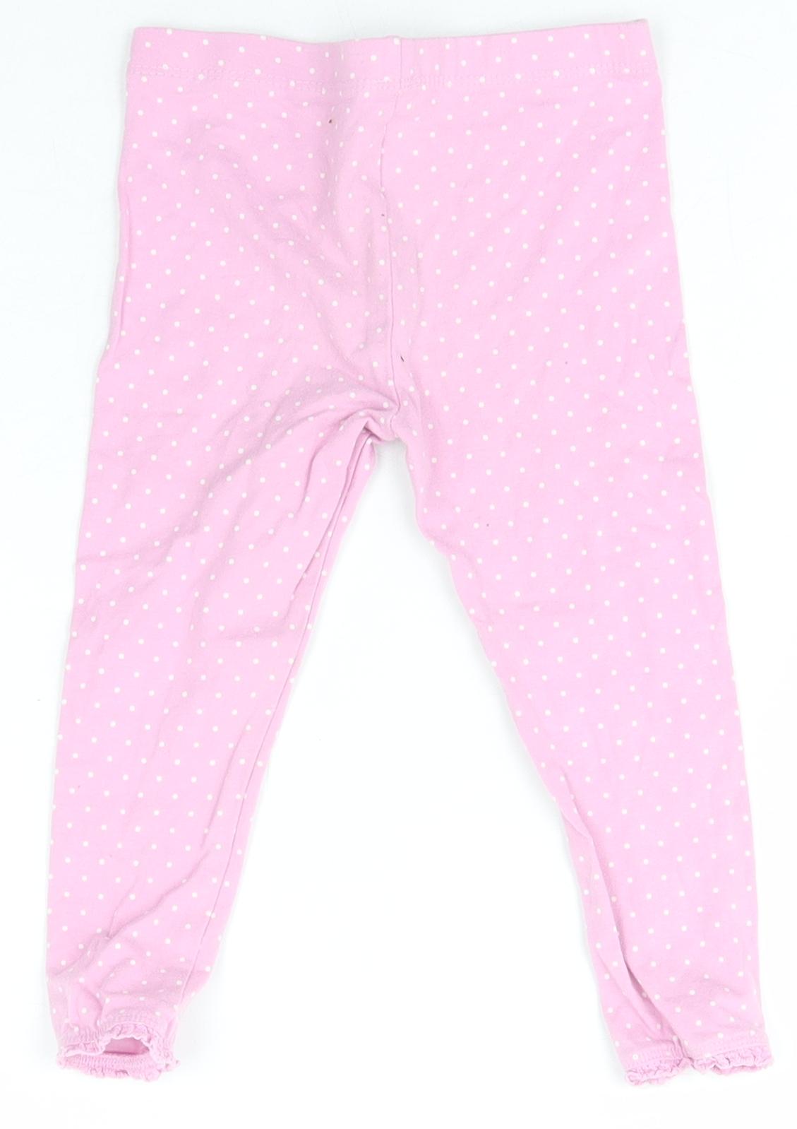 Mothercare Girls Pink Polka Dot Cotton Jogger Trousers Size 18-24 Months