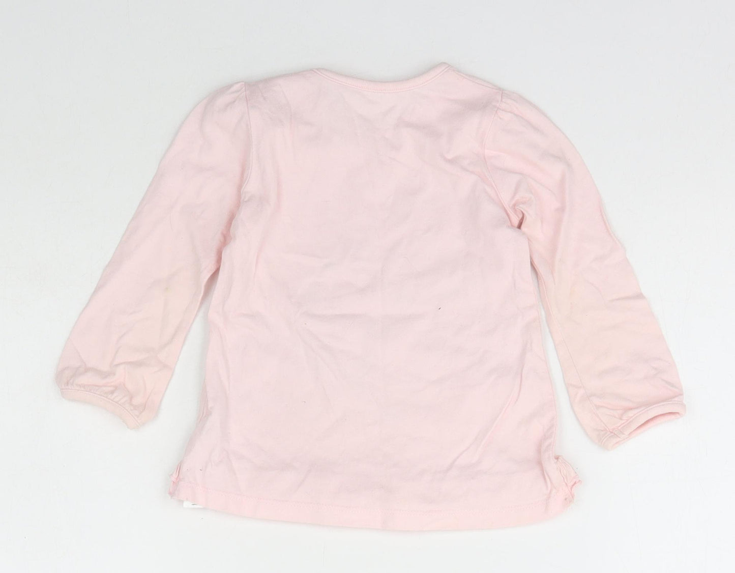 George Girls Pink  Cotton Basic T-Shirt Size 12-18 Months Crew Neck Button - Disney