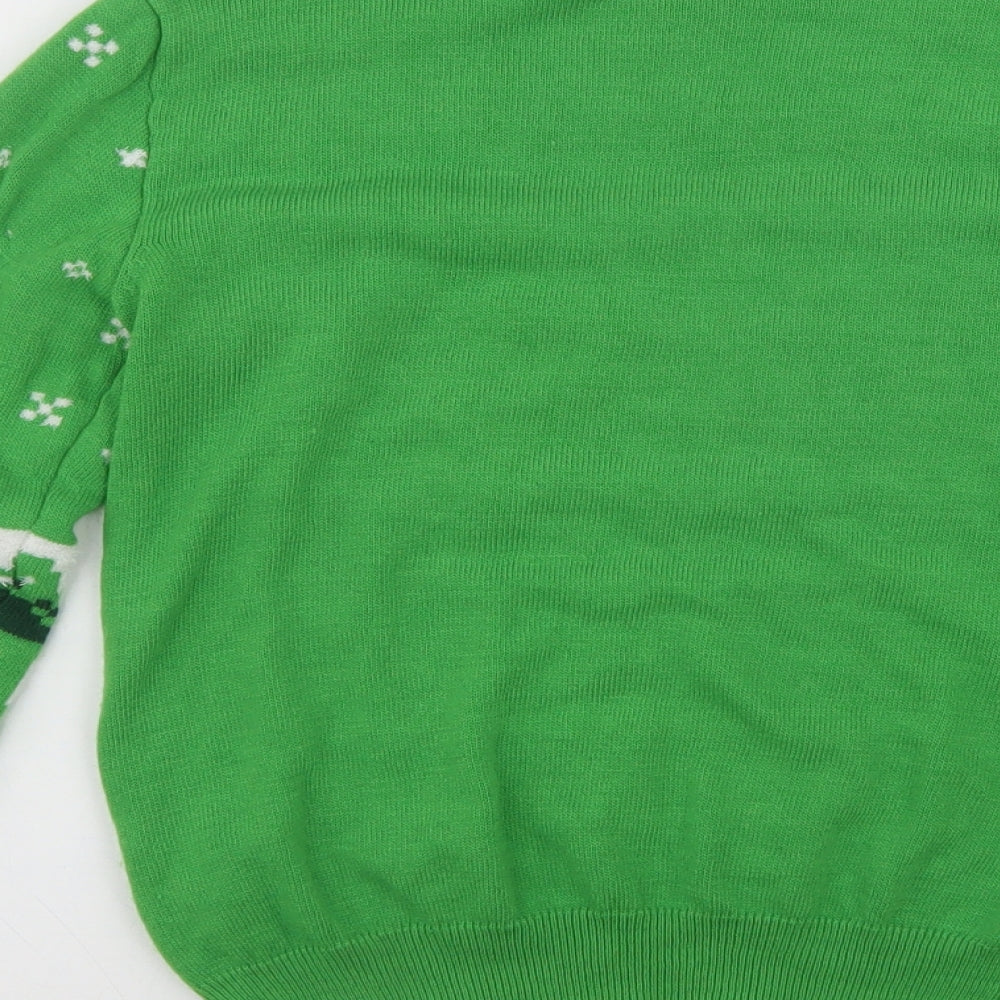 Primark Boys Green Cowl Neck  Acrylic Pullover Jumper Size 9-10 Years   - Minecraft