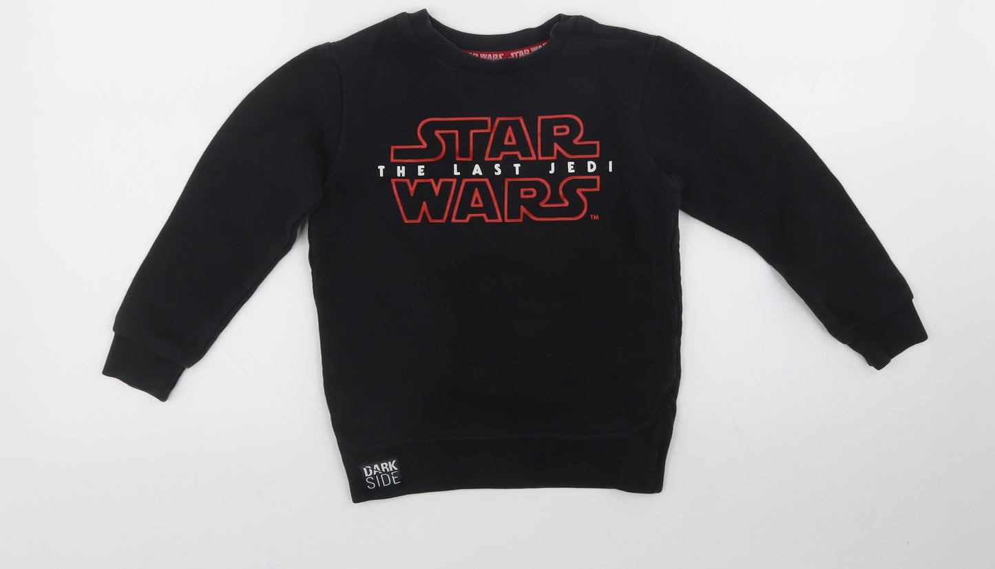 Marks and Spencer Boys Black  Cotton Pullover Sweatshirt Size 5-6 Years   - Star Wars