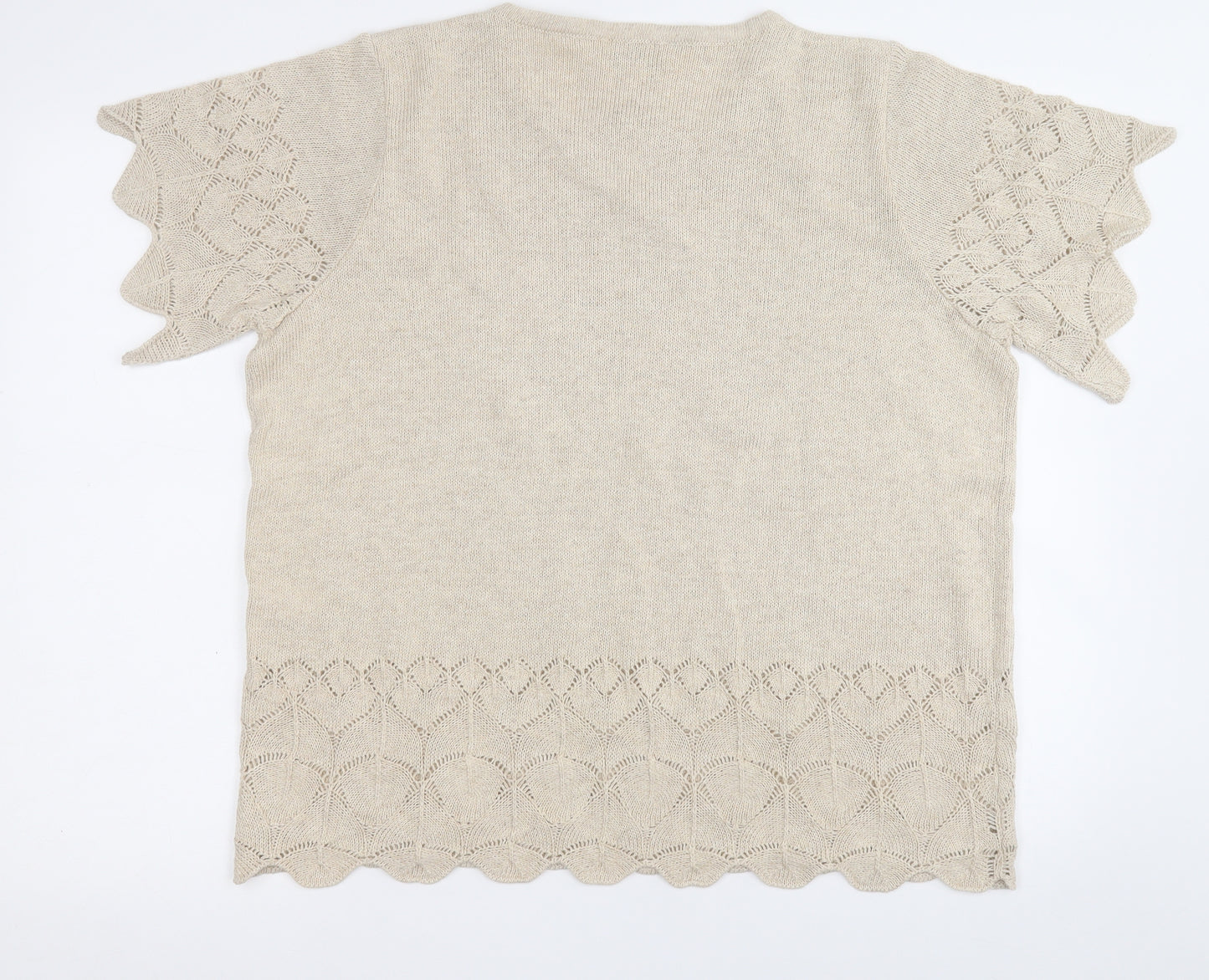 Afibel Womens Beige Round Neck  Acrylic Pullover Jumper Size 16