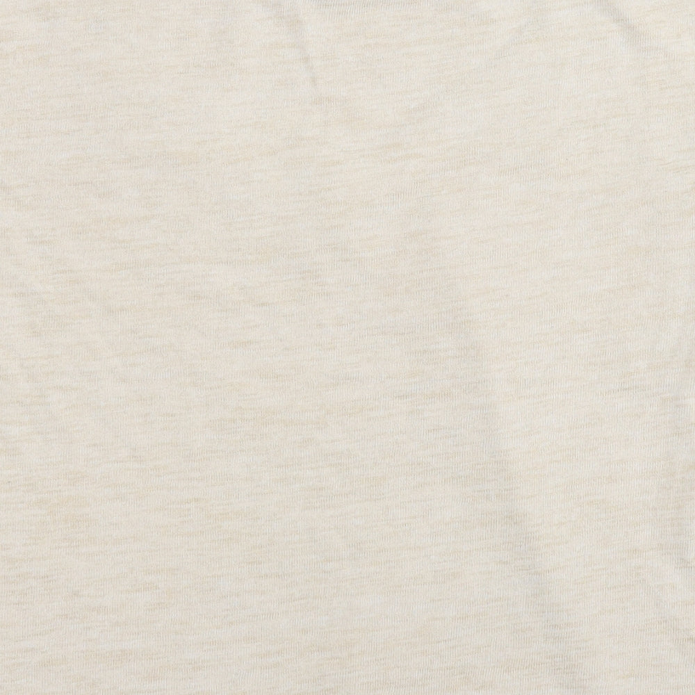 TU Womens Beige Floral Polyester Basic T-Shirt Size 10 Round Neck
