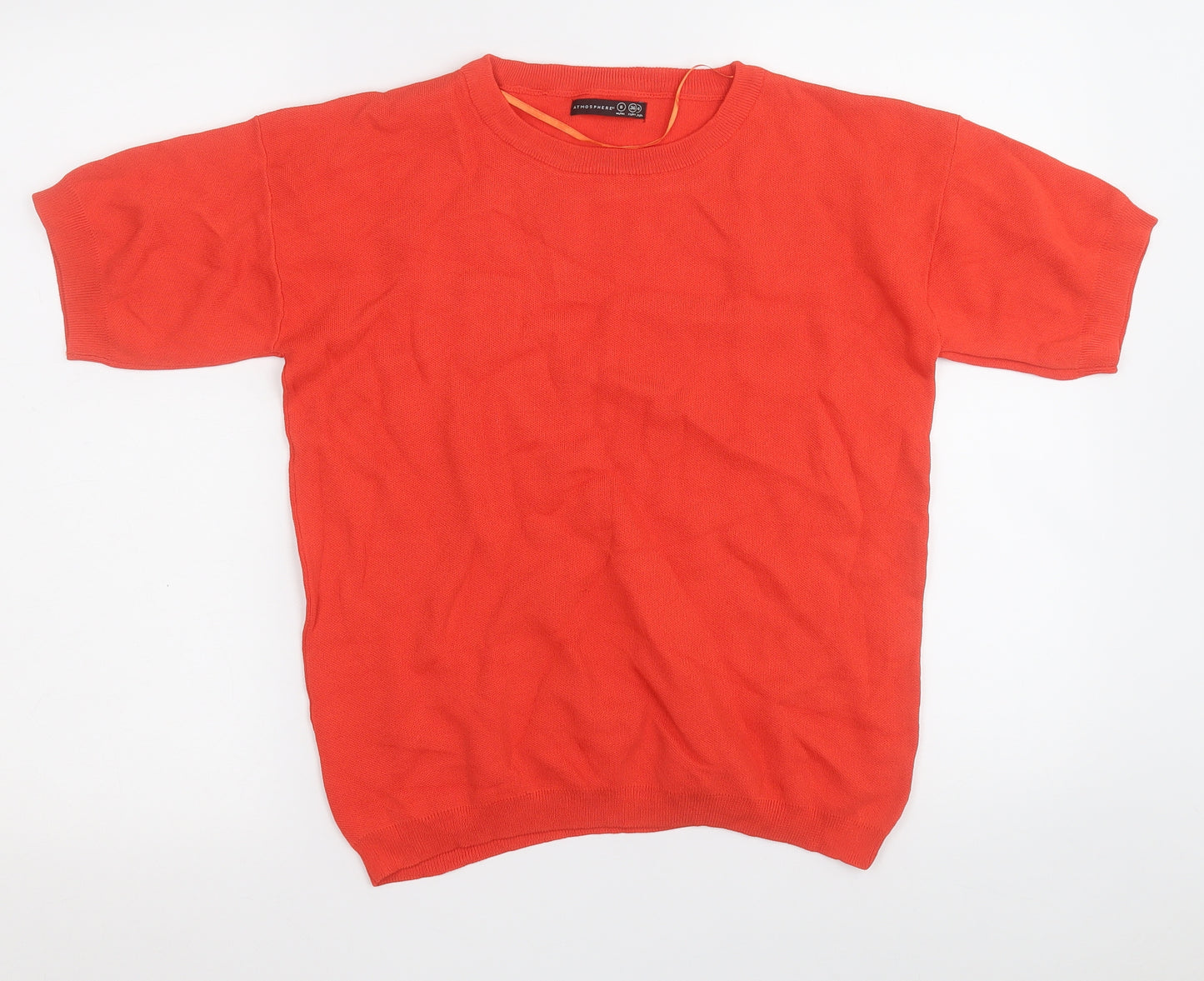 Atmosphere Womens Orange Round Neck  Acrylic Pullover Jumper Size 8