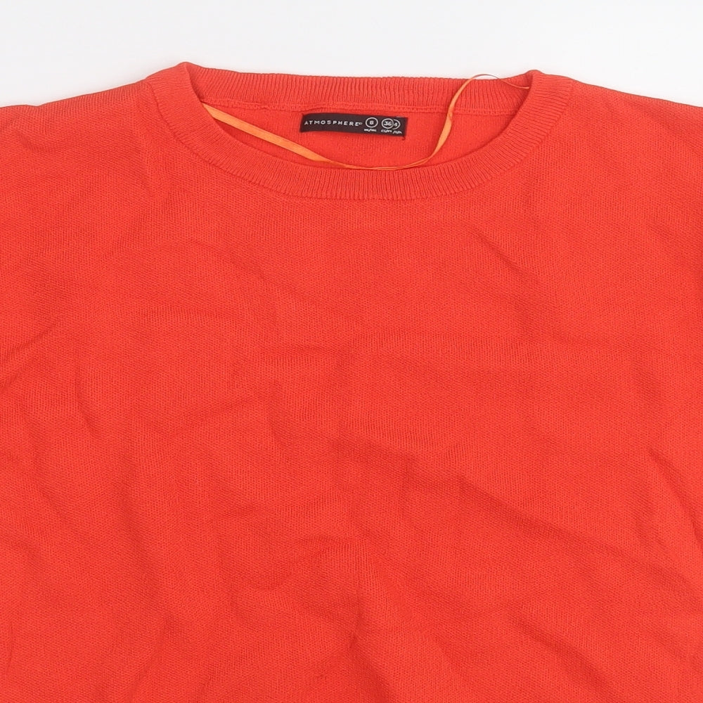 Atmosphere Womens Orange Round Neck  Acrylic Pullover Jumper Size 8