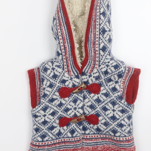 NEXT Boys Multicoloured Geometric  Gilet Coat Size 3-6 Months   Hook & Eye