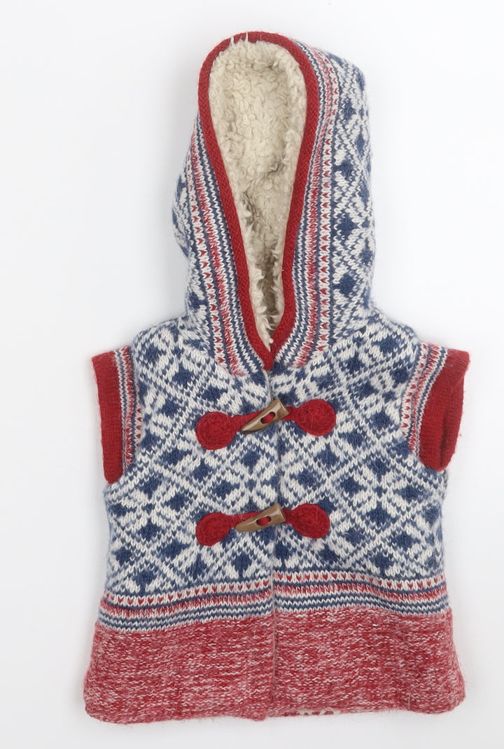 NEXT Boys Multicoloured Geometric Gilet Coat Size 3-6 Months Hook & Eye