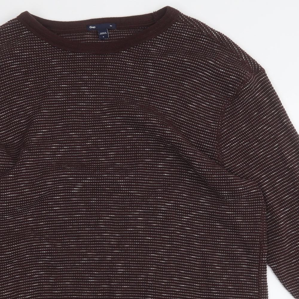 Gap Mens Brown Round Neck  Cotton Pullover Jumper Size L