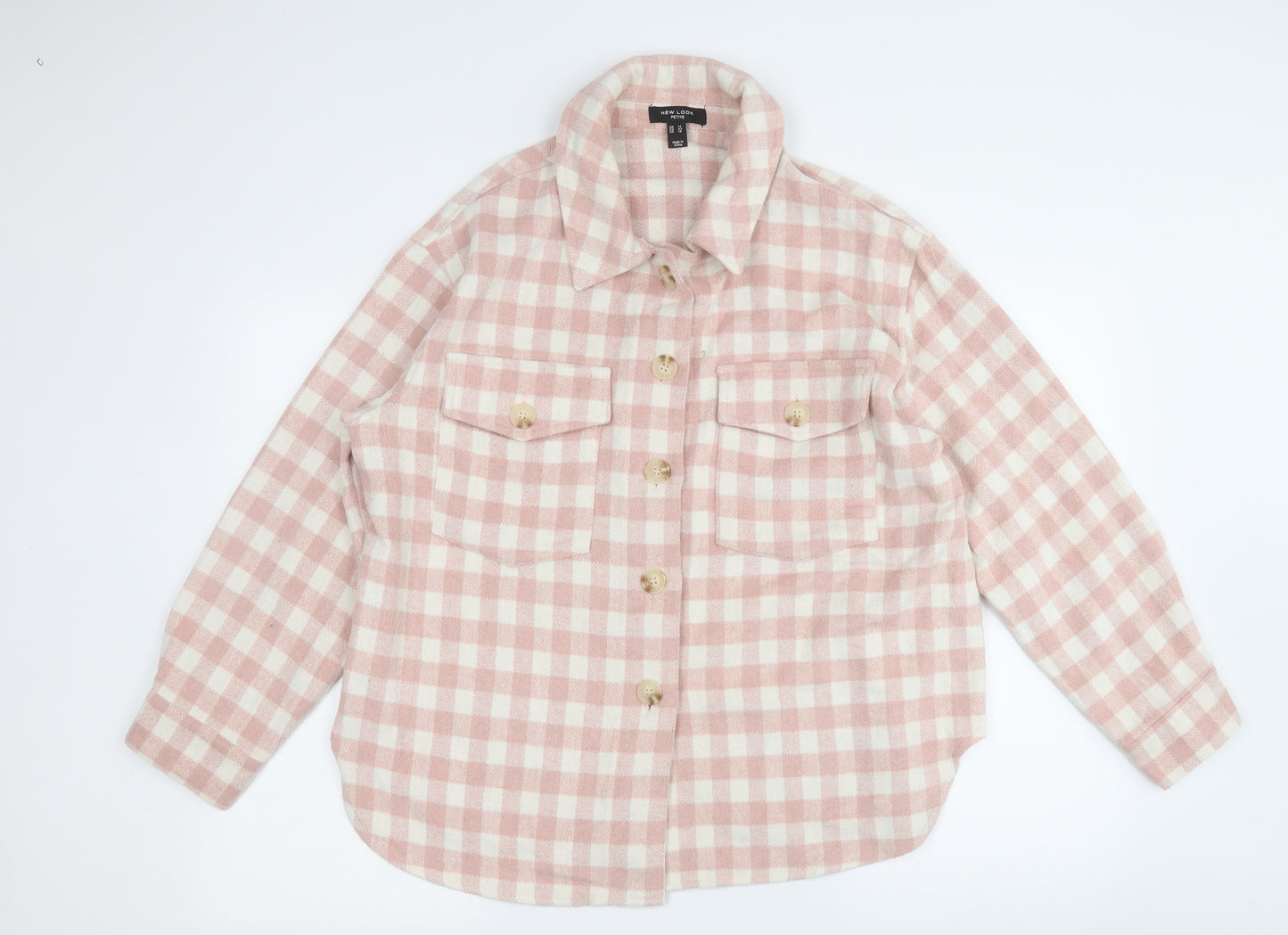 New Look Womens Pink Plaid  Jacket  Size 14  Hook & Eye