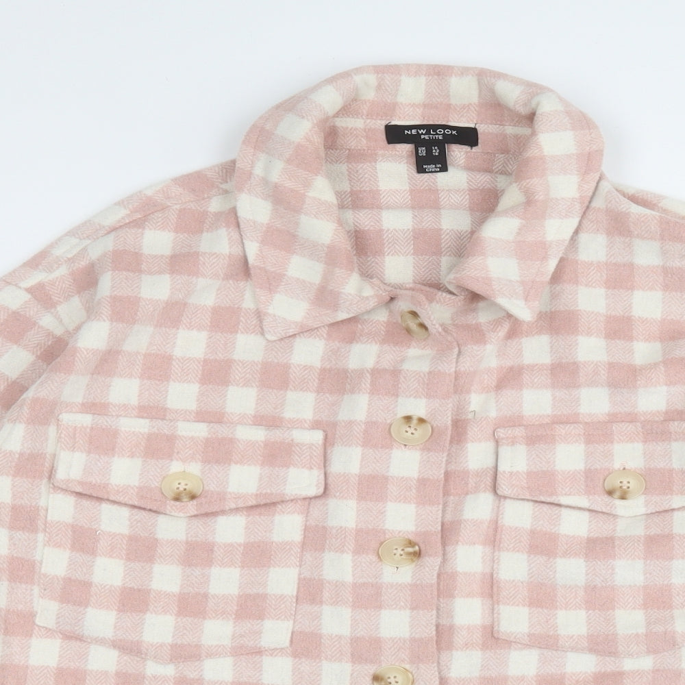 New Look Womens Pink Plaid  Jacket  Size 14  Hook & Eye