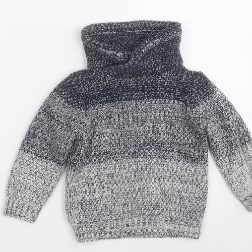 Primark Boys Grey High Neck  Cotton Pullover Jumper Size 2-3 Years