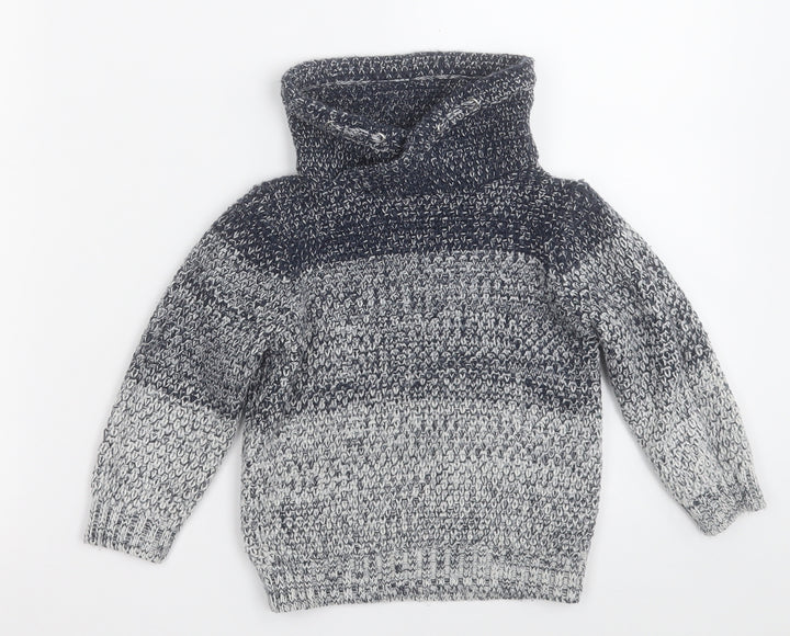 Primark Boys Grey High Neck  Cotton Pullover Jumper Size 2-3 Years
