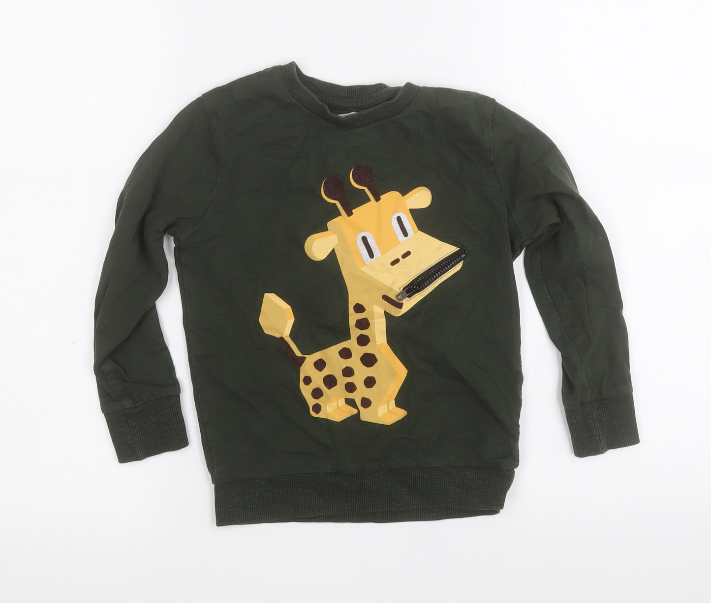 NEXT Boys Green  Cotton Pullover T-Shirt Size 4-5 Years Round Neck