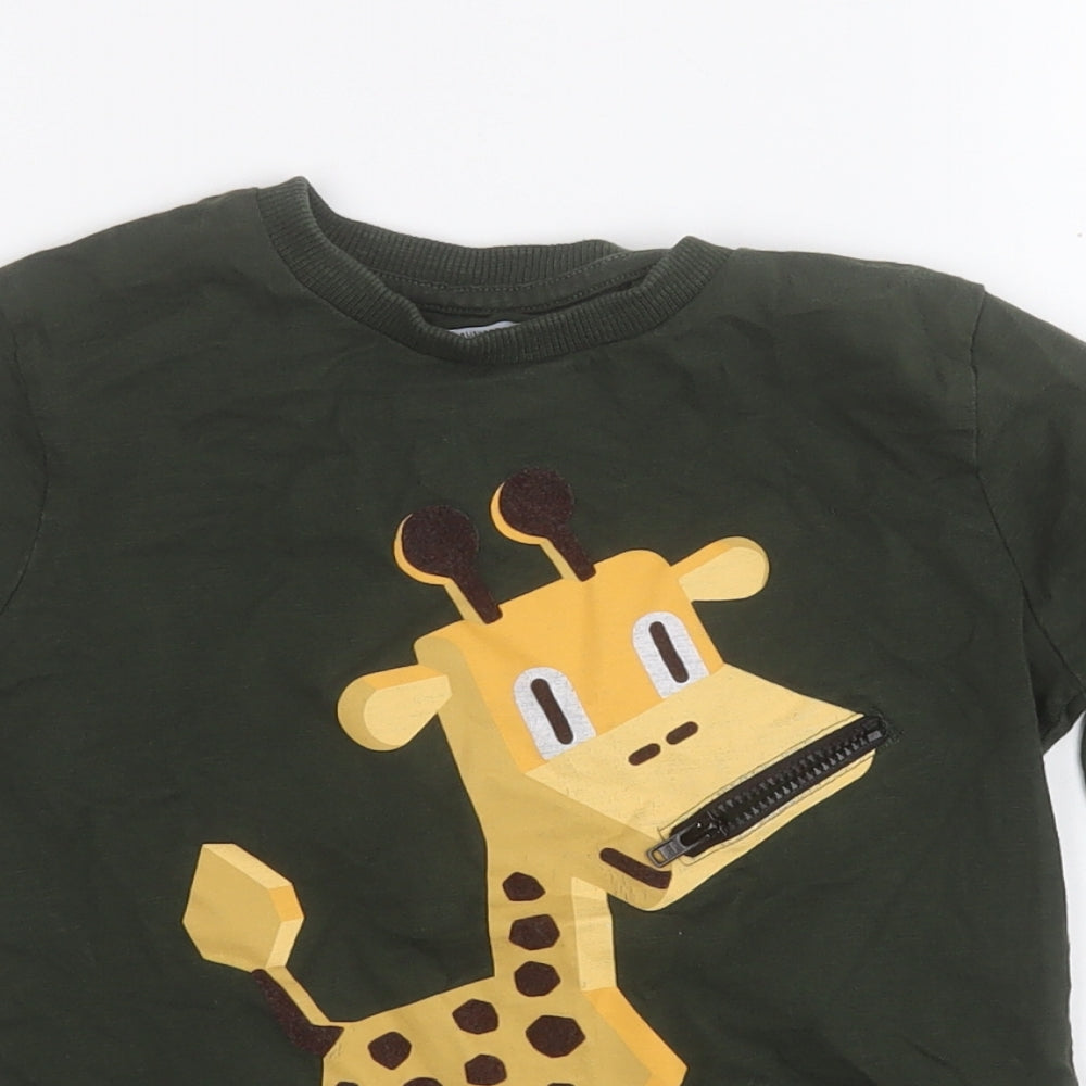 NEXT Boys Green  Cotton Pullover T-Shirt Size 4-5 Years Round Neck