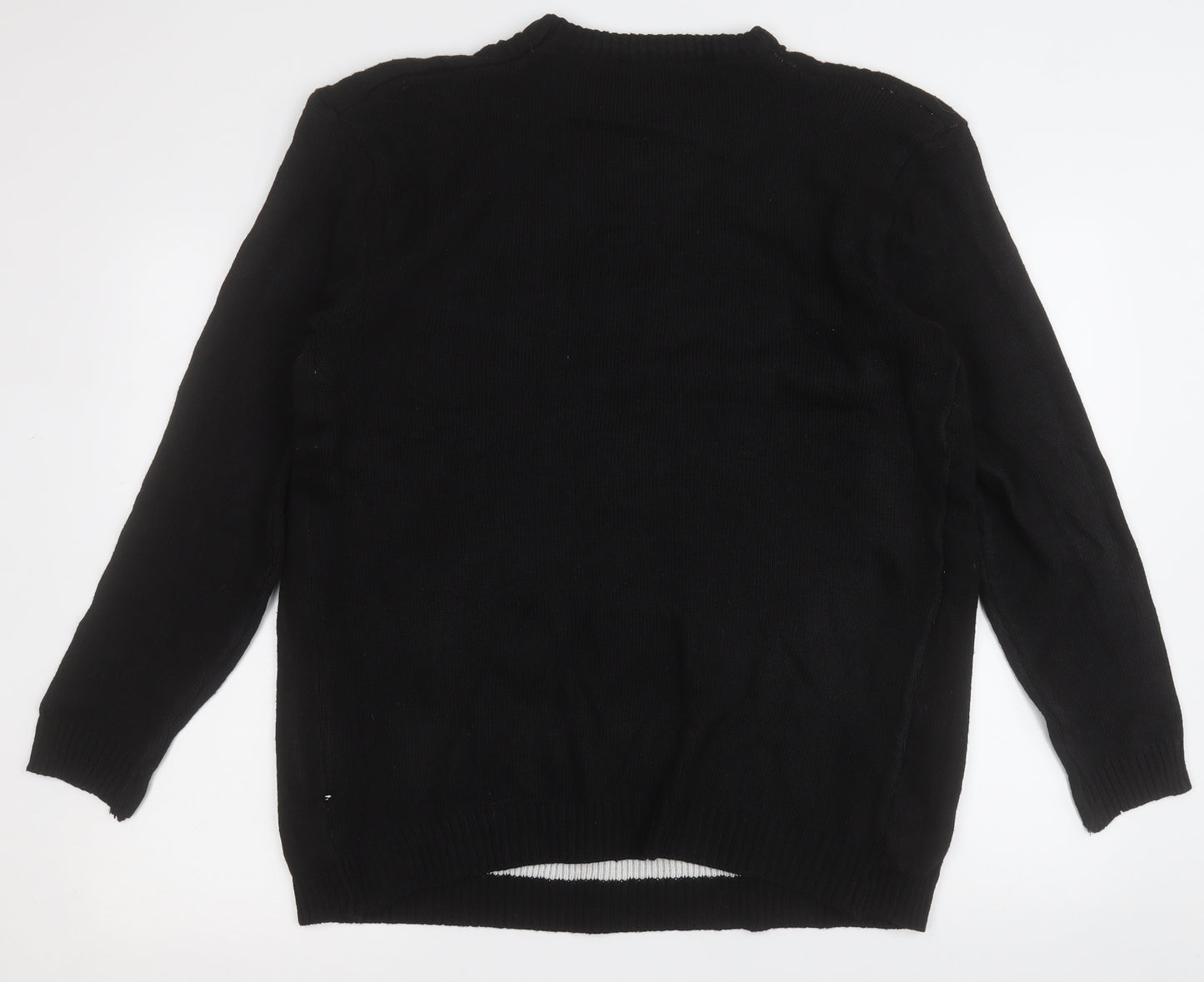 elizabeth alexandra Mens Black Round Neck  Acrylic Pullover Jumper Size XL   - Santa Ho Ho Ho