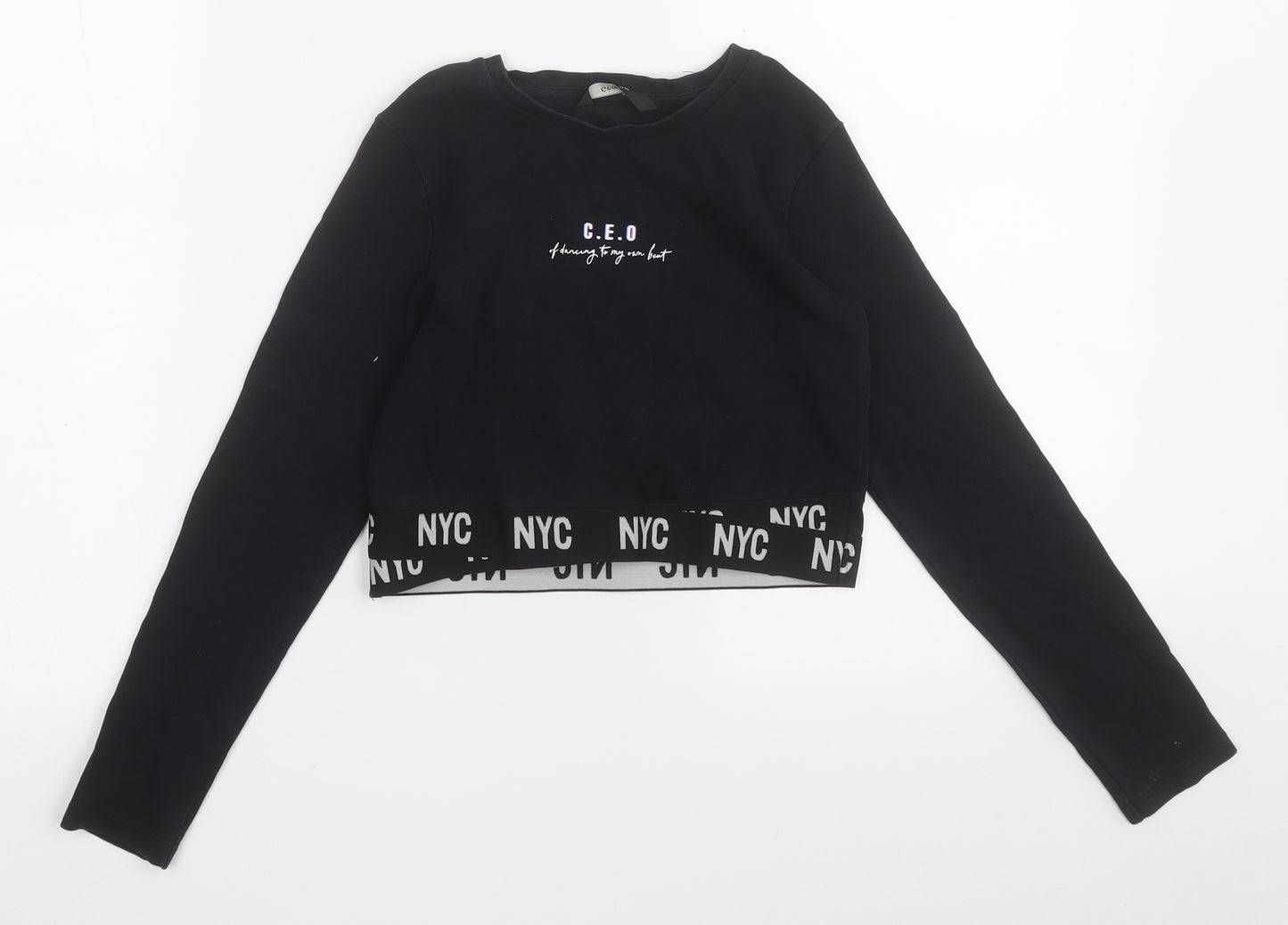 George Womens Black  Cotton Basic T-Shirt Size 8 Round Neck - NYC