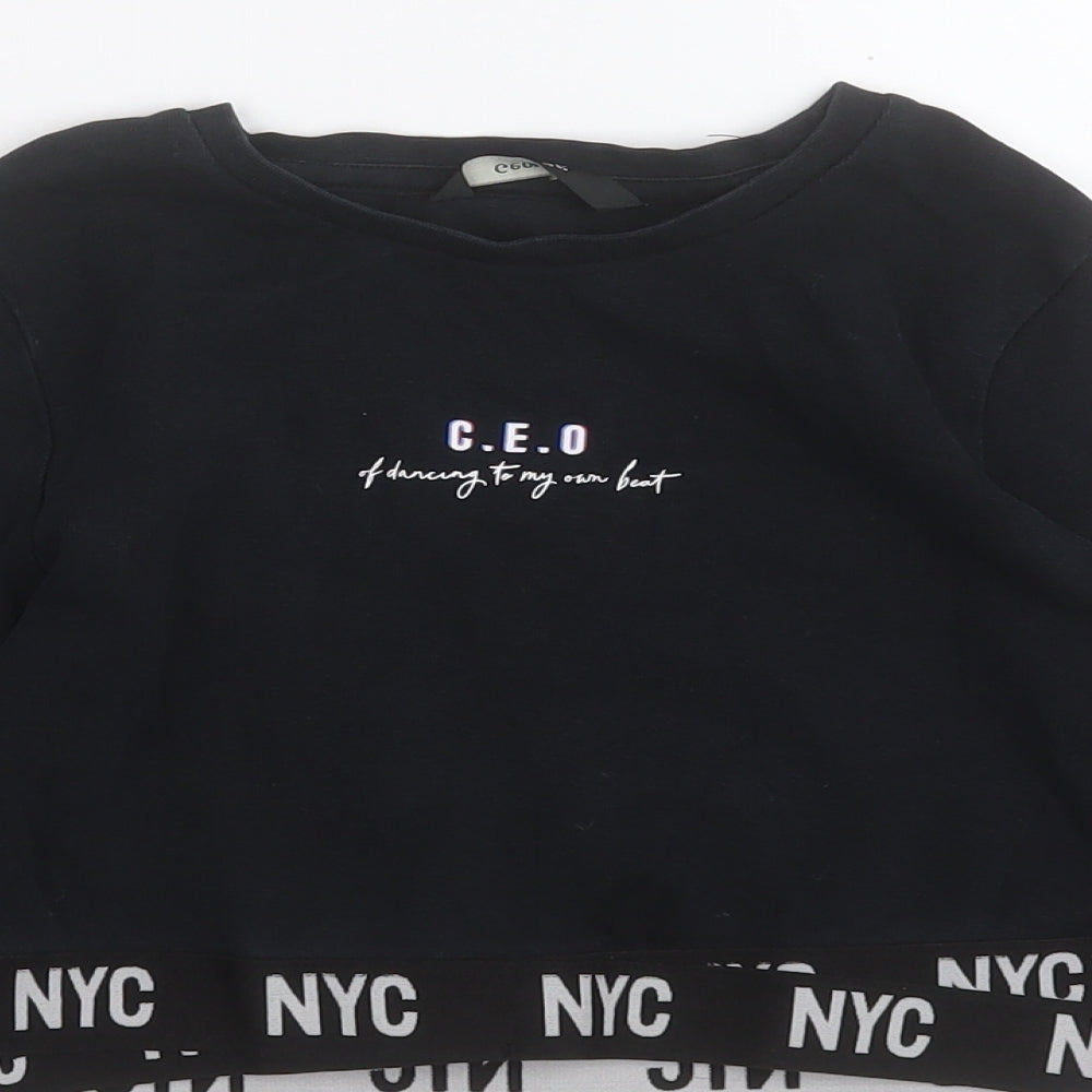 George Womens Black  Cotton Basic T-Shirt Size 8 Round Neck - NYC