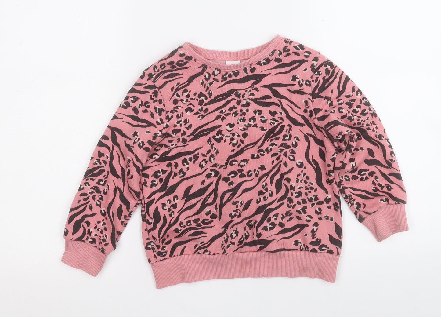 NEXT Girls Pink Geometric Cotton Pullover Sweatshirt Size 4-5 Years
