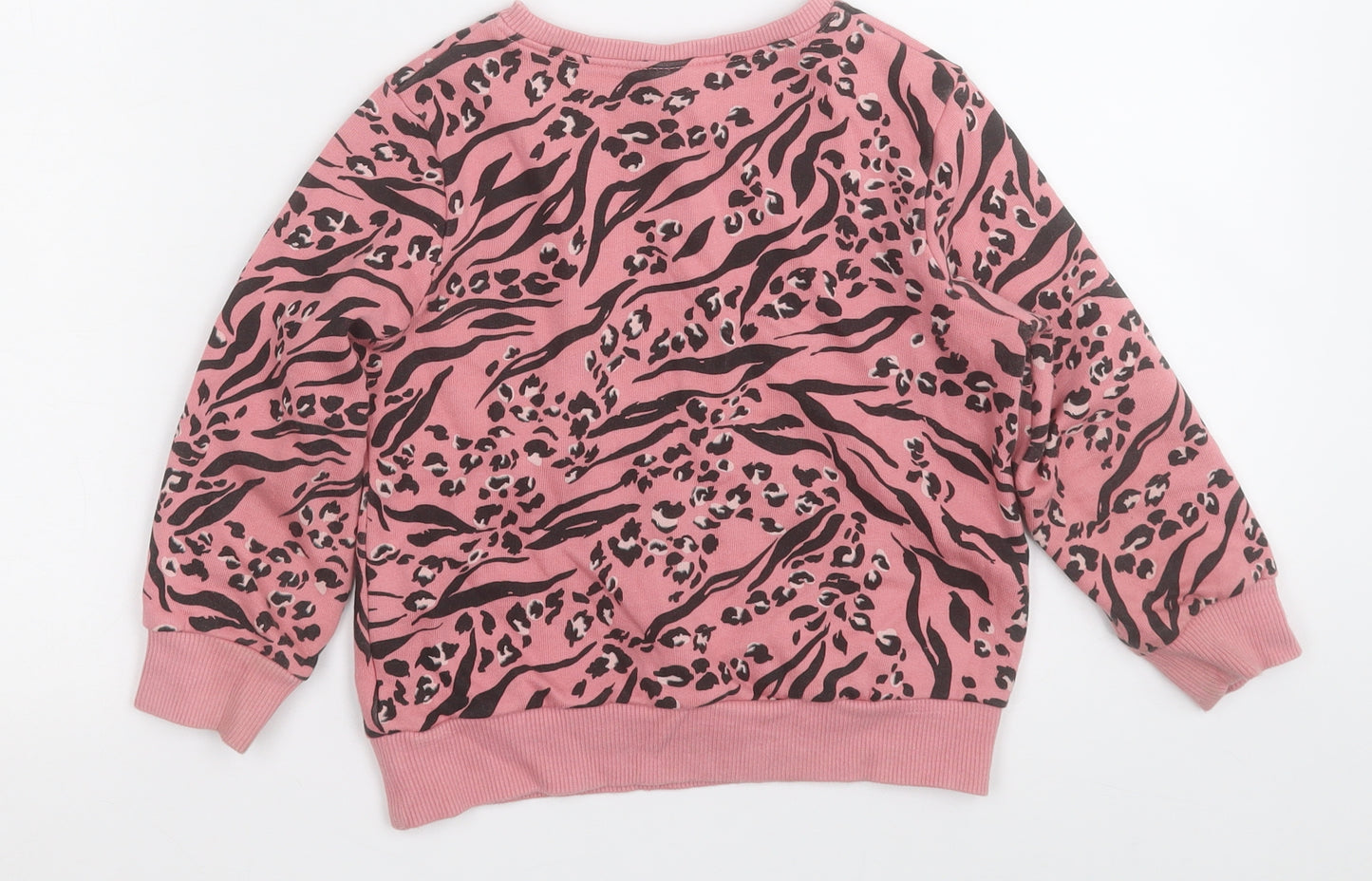 NEXT Girls Pink Geometric Cotton Pullover Sweatshirt Size 4-5 Years