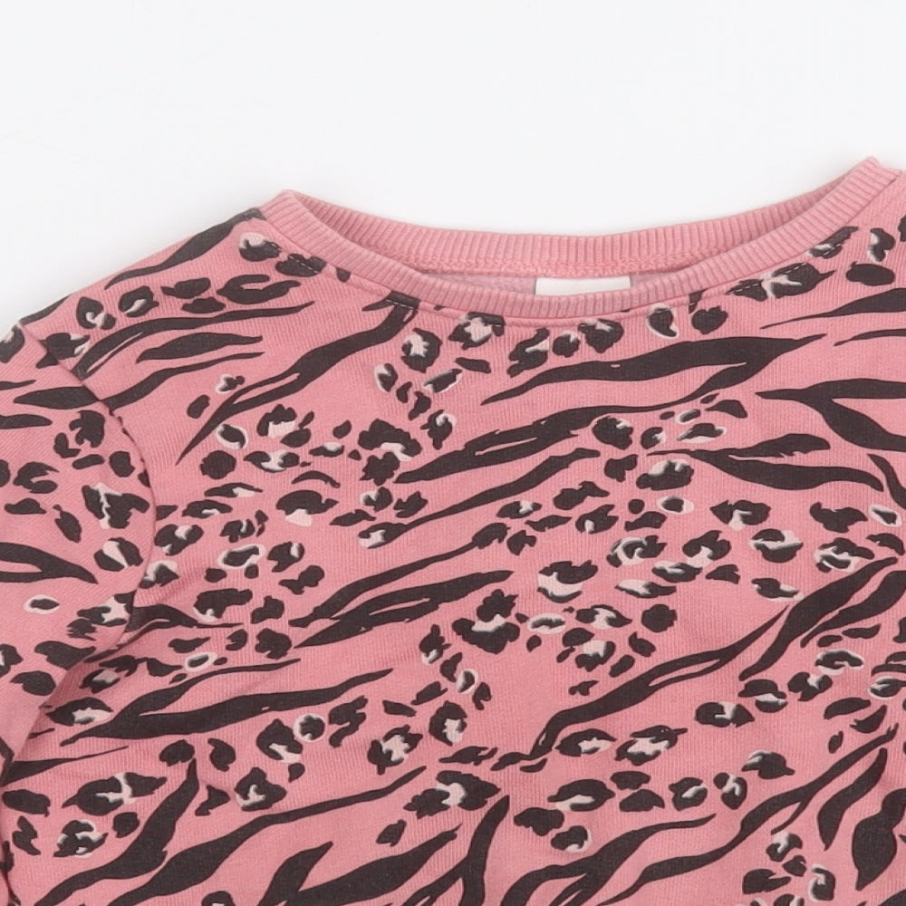 NEXT Girls Pink Geometric Cotton Pullover Sweatshirt Size 4-5 Years