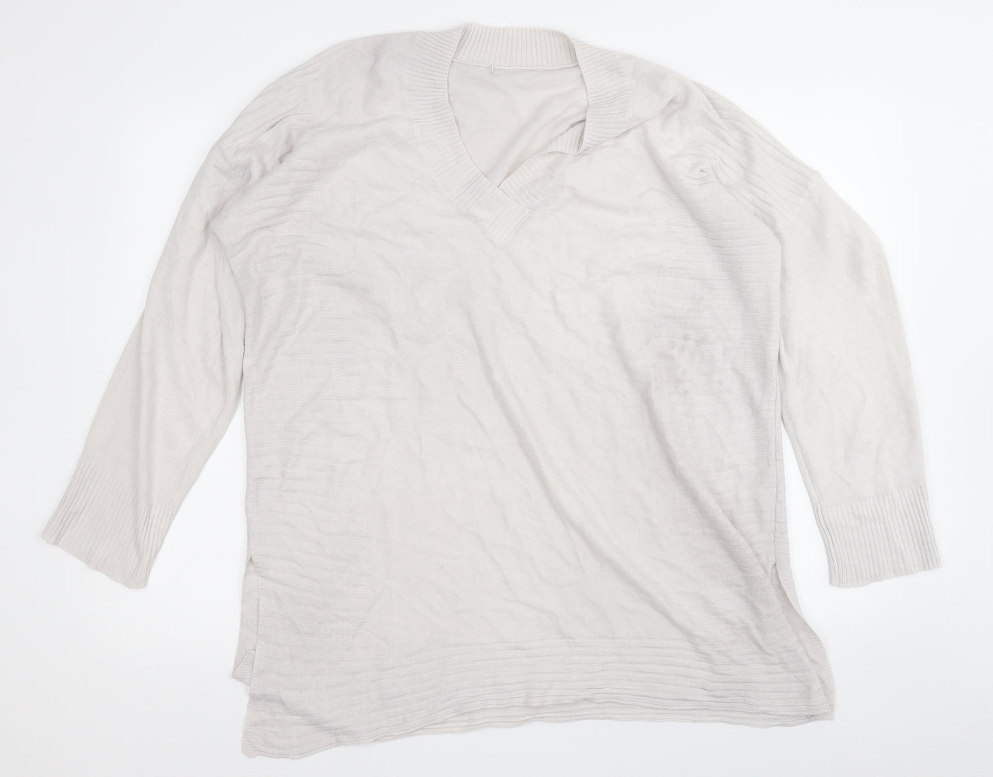 George Womens Grey Round Neck  Acrylic Pullover Jumper Size 16