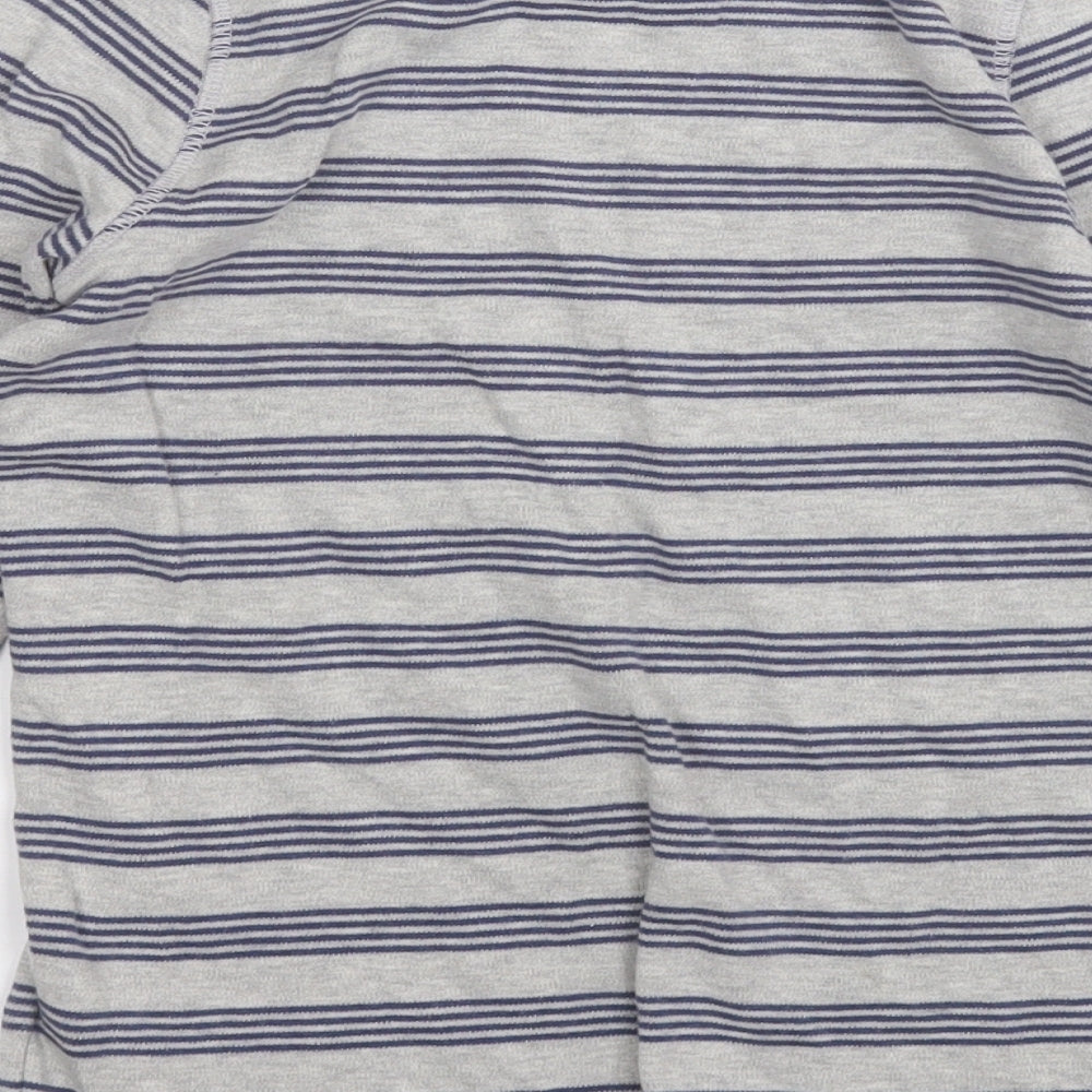 Marks and Spencer Boys Grey Round Neck Striped Cotton Pullover Jumper Size 11-12 Years