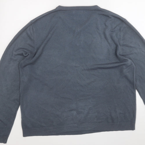 Atlantic Bay Mens Blue Round Neck  Acrylic Pullover Jumper Size XL