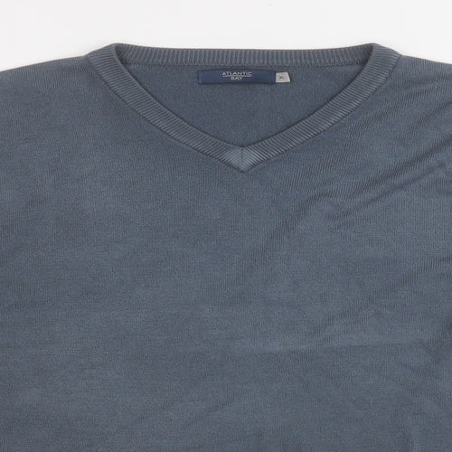 Atlantic Bay Mens Blue Round Neck  Acrylic Pullover Jumper Size XL