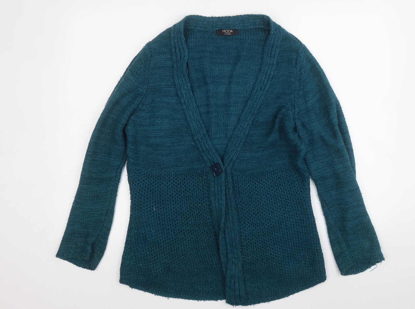 George Womens Blue V-Neck  Acrylic Cardigan Jumper Size 12
