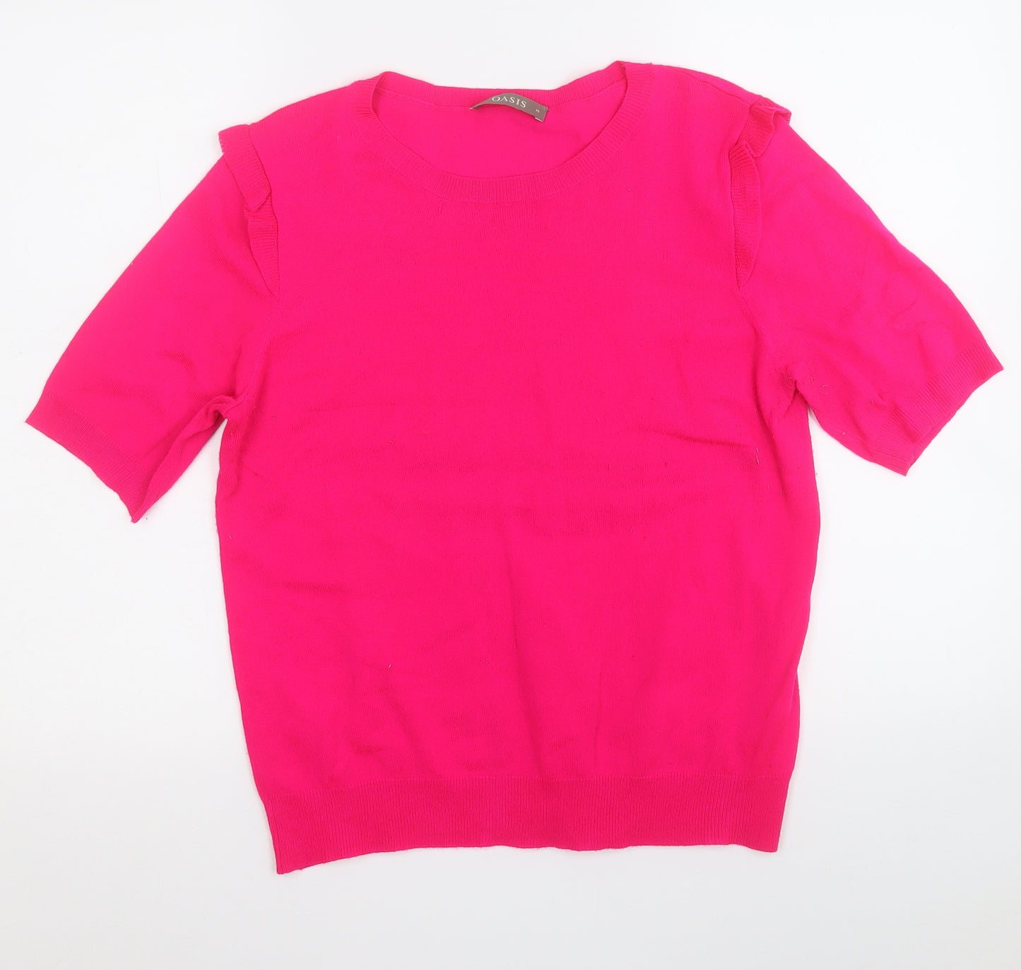 Oasis Womens Pink Round Neck  Acrylic Pullover Jumper Size M