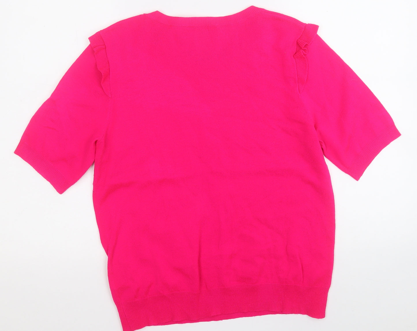 Oasis Womens Pink Round Neck  Acrylic Pullover Jumper Size M