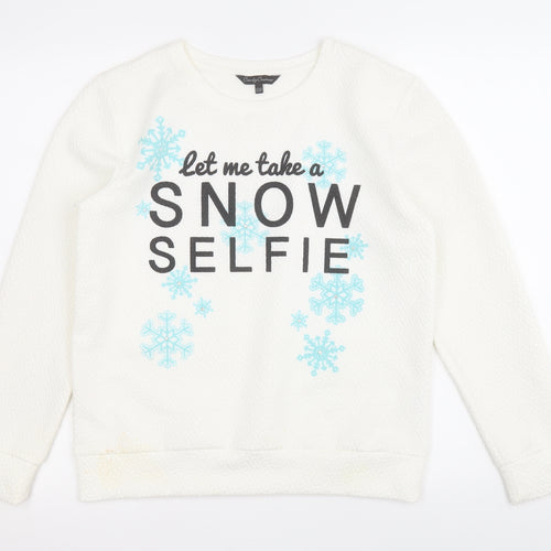 Candy Couture Girls White  Polyester Pullover Sweatshirt Size 12-13 Years   - Snow Flake