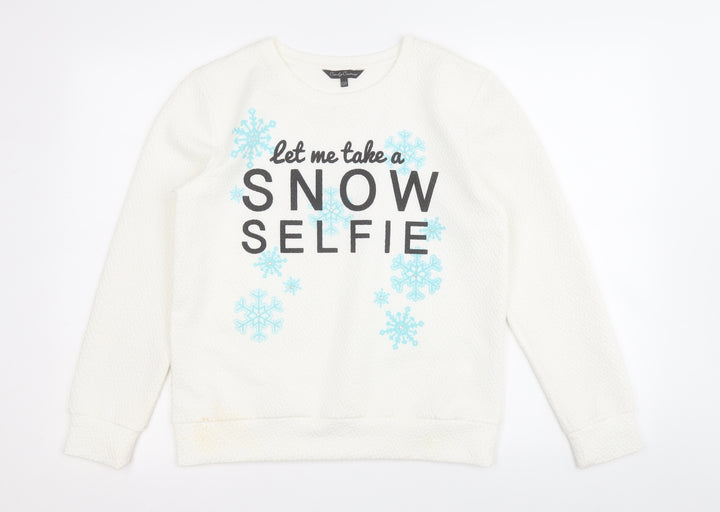 Candy Couture Girls White  Polyester Pullover Sweatshirt Size 12-13 Years   - Snow Flake