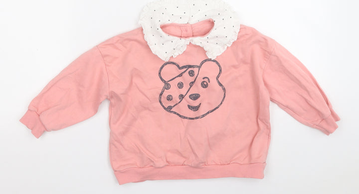 George Girls Pink Cotton Pullover Sweatshirt Size 3-4 Years - Pudsey