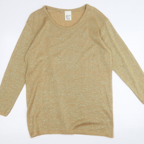 Amani Womens Gold  Acrylic Jumper Dress  Size 14  Round Neck